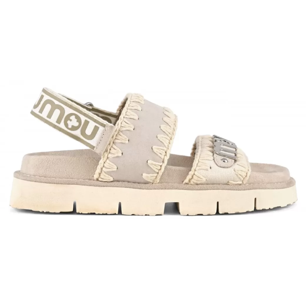 Sandali^Mou Bio Sandal Back Strap Suede & Leather chalk