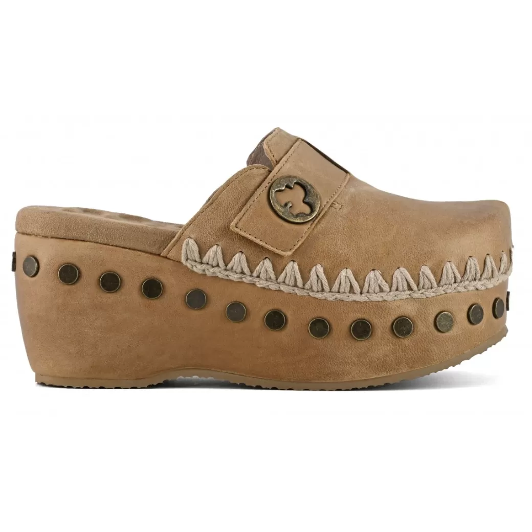 Clog^Mou Clog Plain Leather cuoio