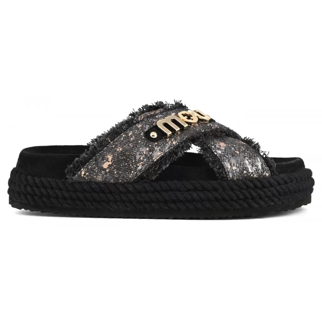 Sandali^Mou Criss-cross Rope Sandal Metallic Denim