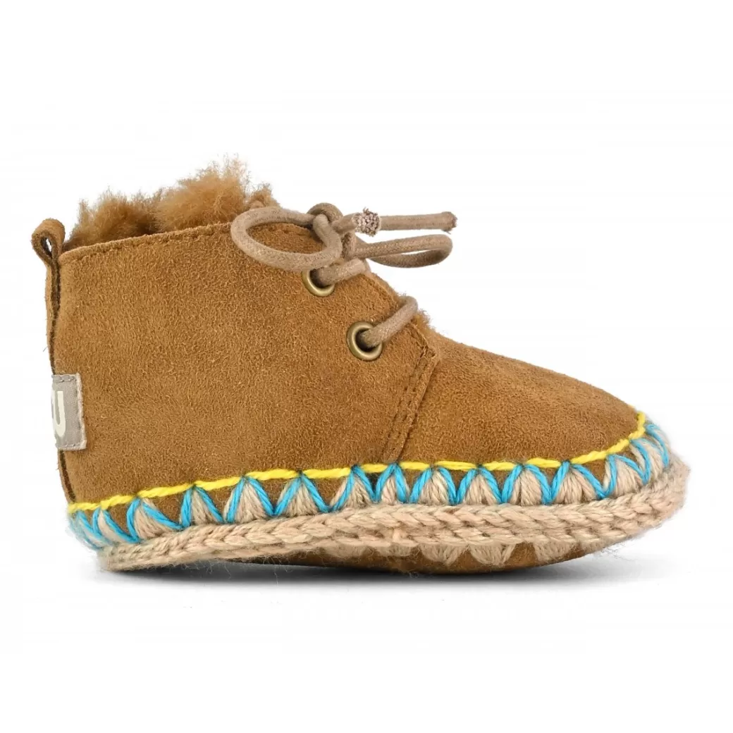 Sneakers^Mou Eskimo Infant Lace Up Overstitching cognac