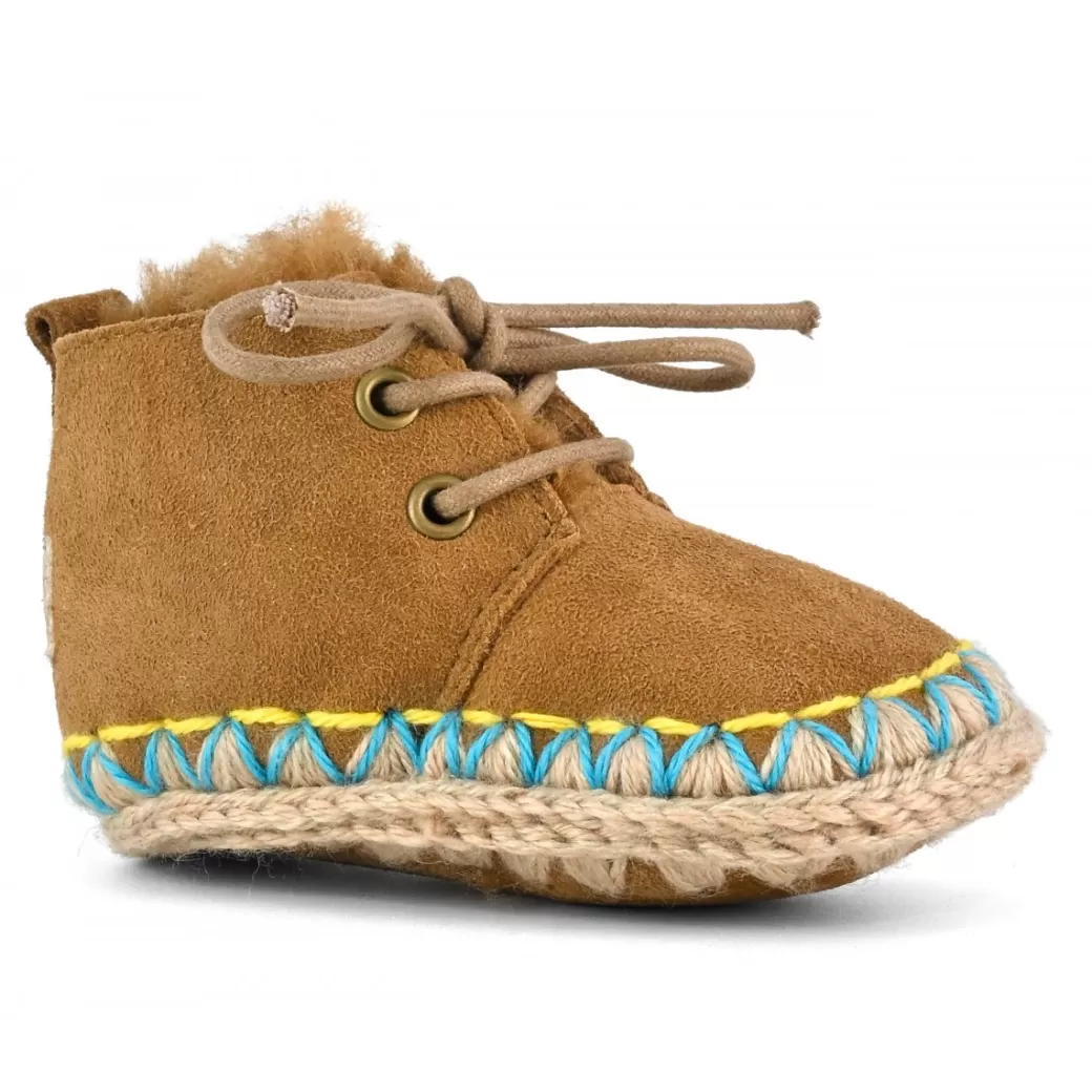 Sneakers^Mou Eskimo Infant Lace Up Overstitching cognac