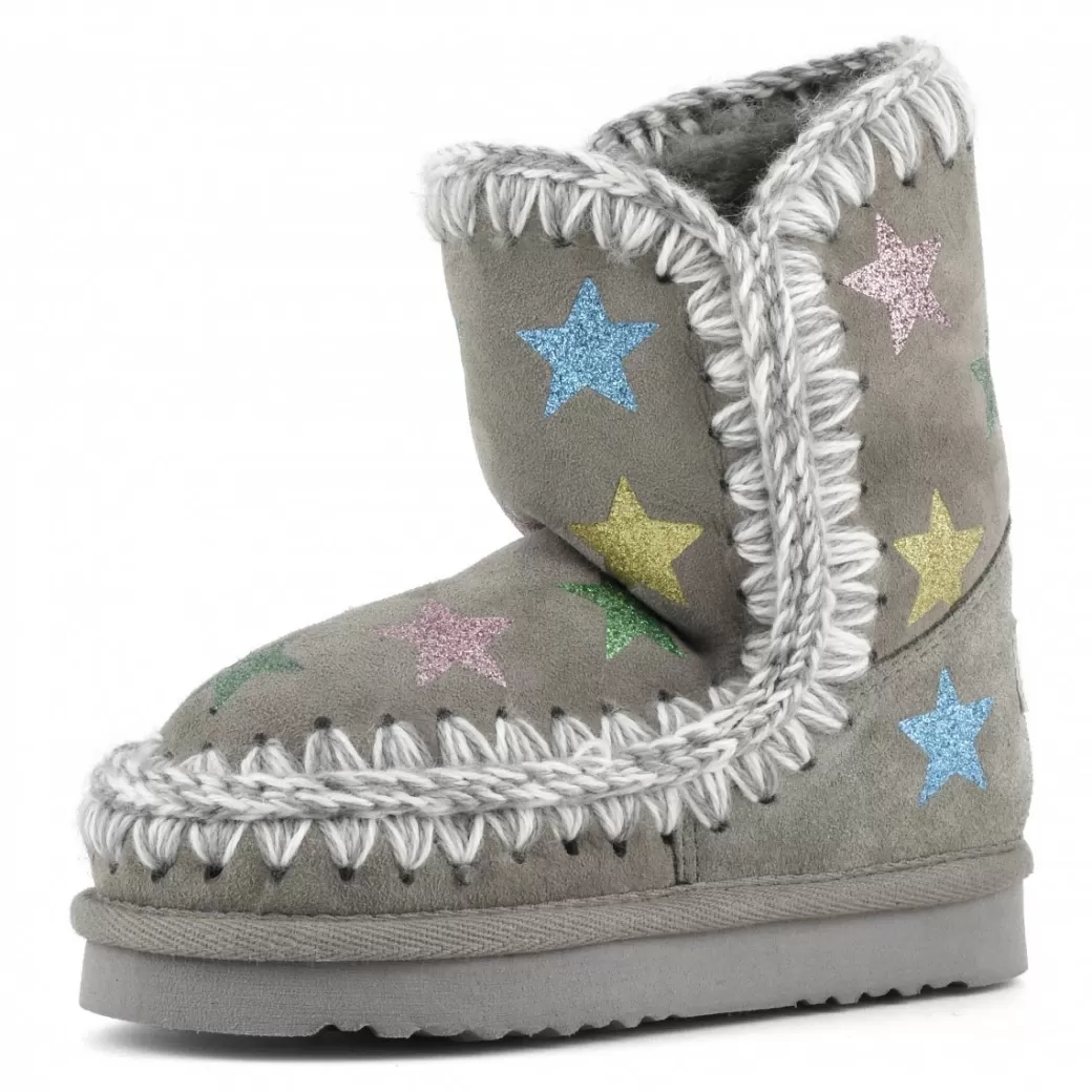 Stivali^Mou Eskimo Kid Glitter Printed Stars new grey