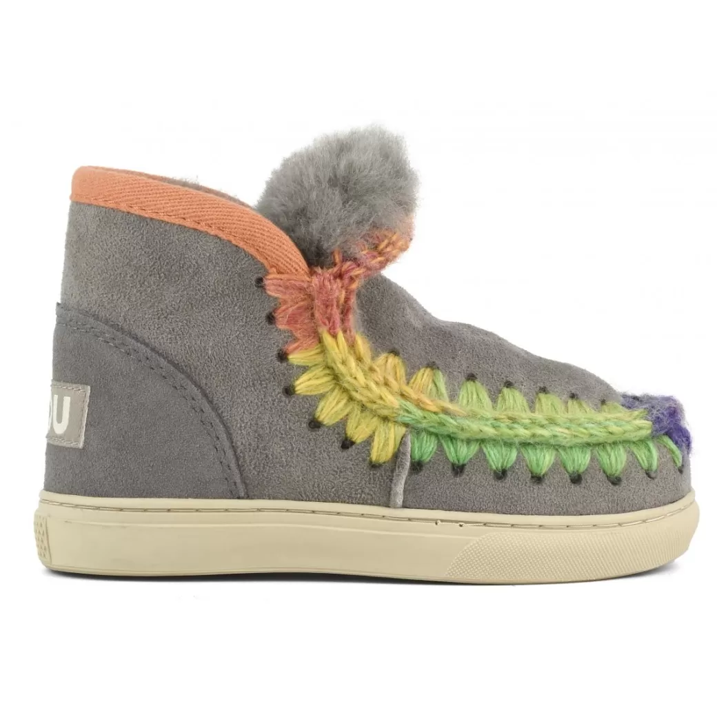 Sneakers^Mou Eskimo Sneaker Rainbow Stitching new grey