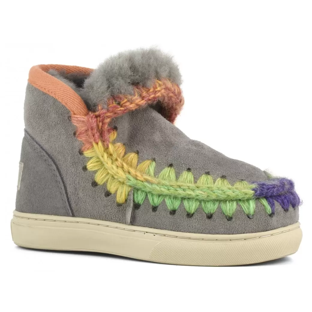 Sneakers^Mou Eskimo Sneaker Rainbow Stitching new grey