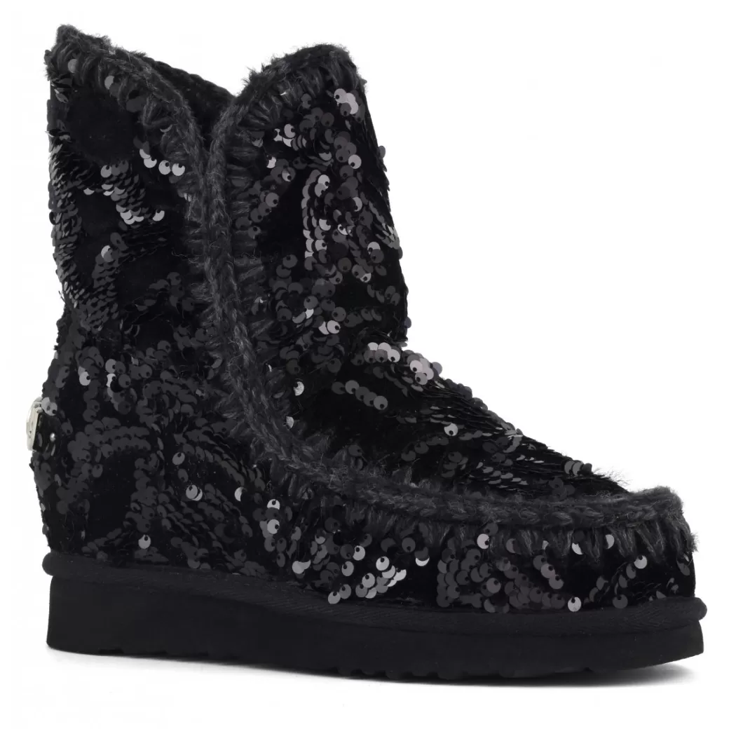 Zeppa Interna^Mou Inner Wedge Iridiscent Sequins On Velvet iridiscent sequins blue black on black