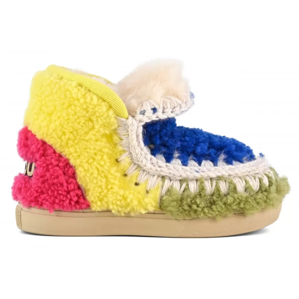 Sneakers^Mou Kids Sneaker Curly Sheepskin Patchwork multicolor