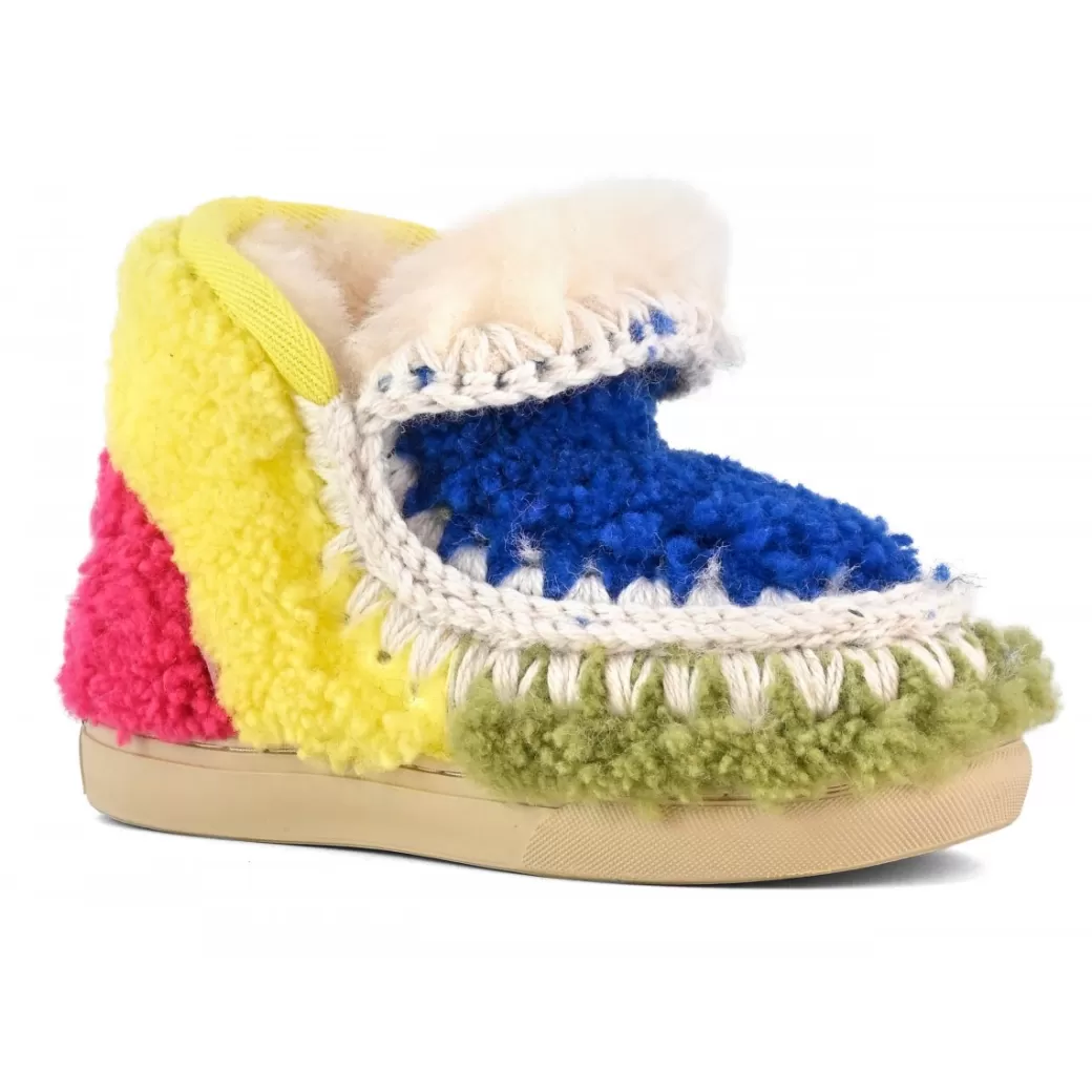 Sneakers^Mou Kids Sneaker Curly Sheepskin Patchwork multicolor