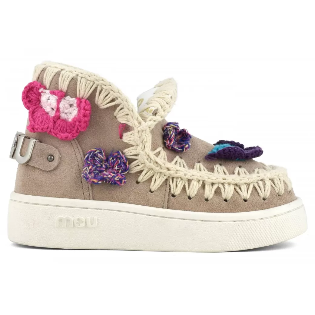 Sneakers^Mou Summer Eskimo Sneaker Kid Crochet Butterflies pink sand