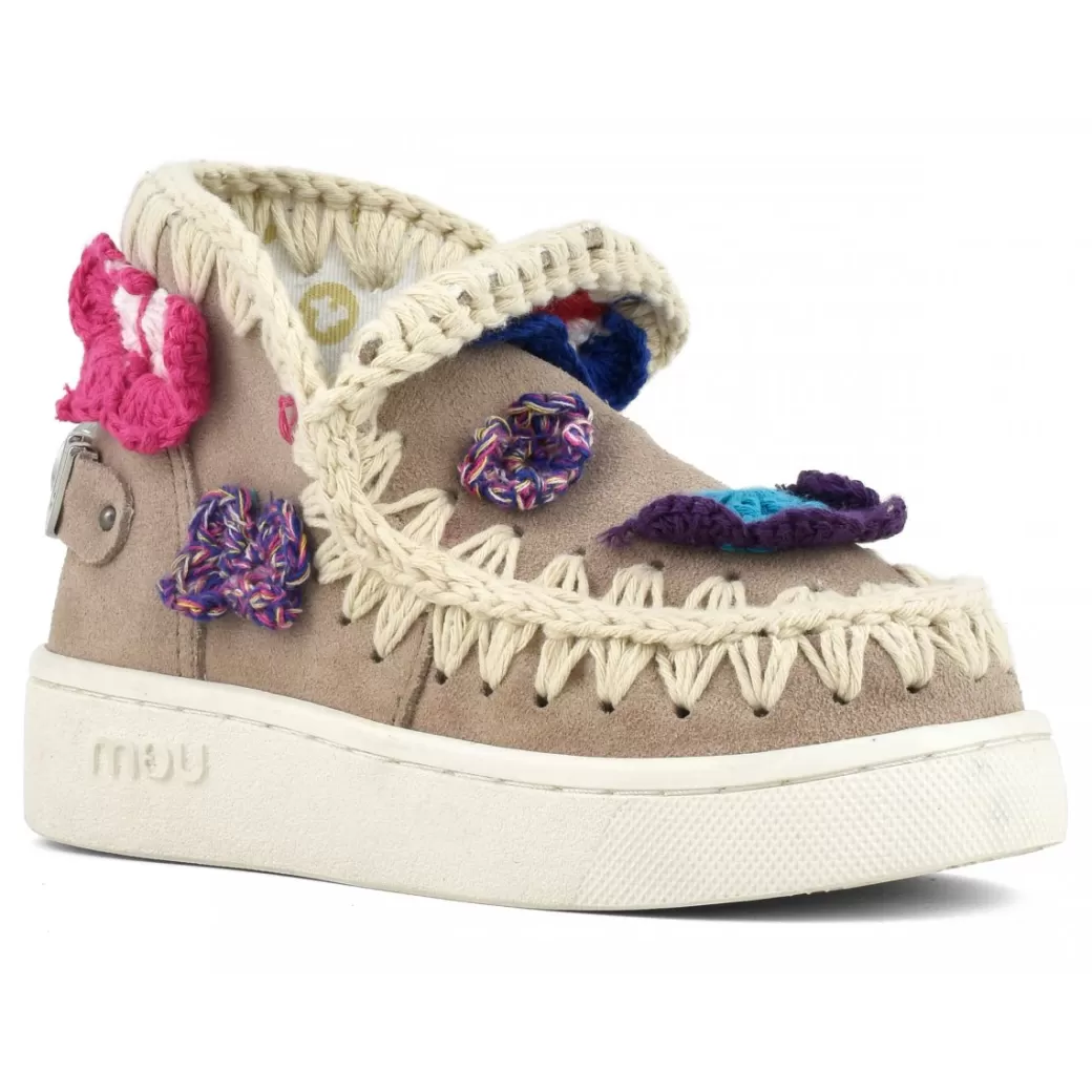 Sneakers^Mou Summer Eskimo Sneaker Kid Crochet Butterflies pink sand